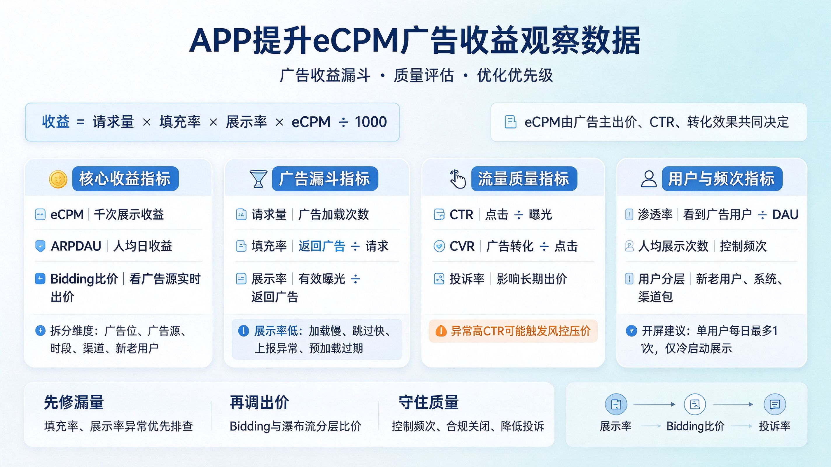 APP想提升eCPM广告收益需要观察哪些数据?